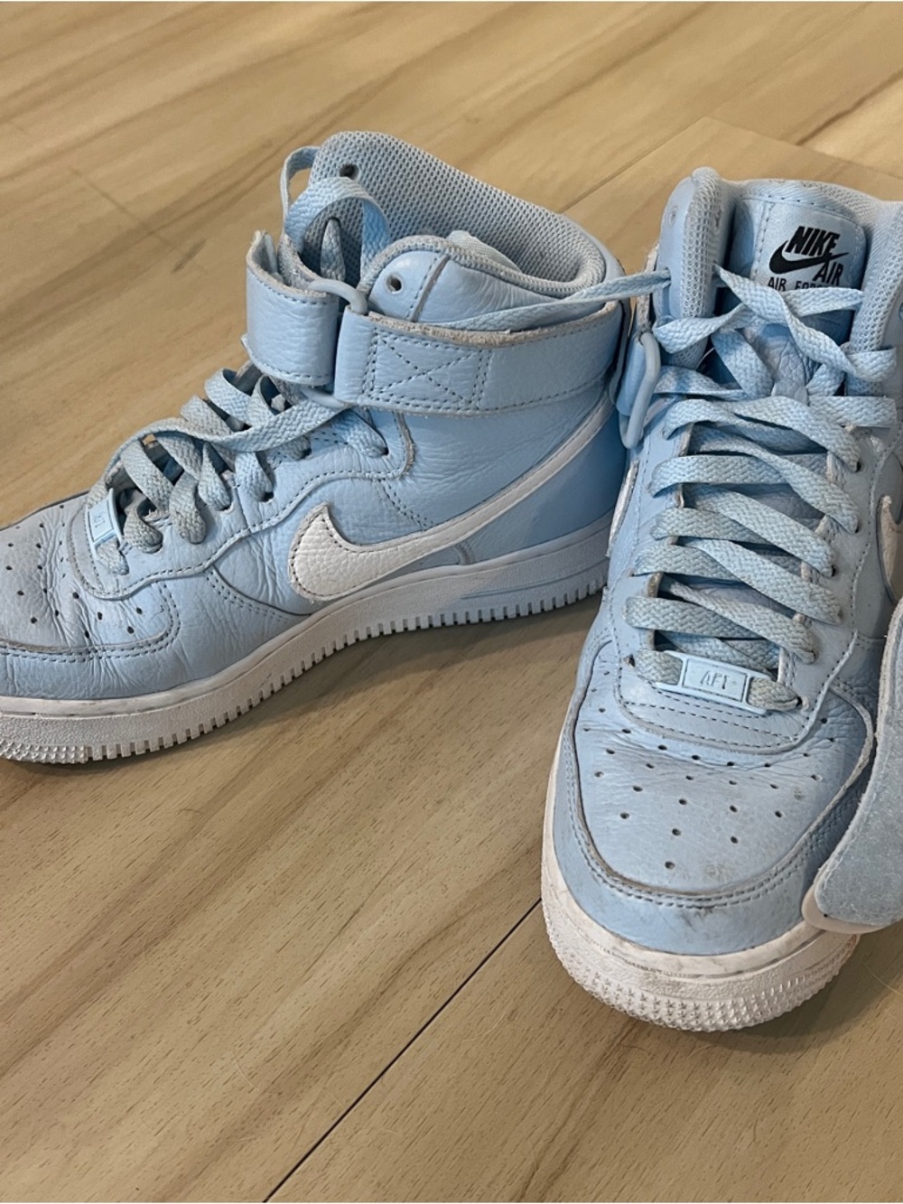 Nike Women’s High Top Sneakers - Baby Blue & White